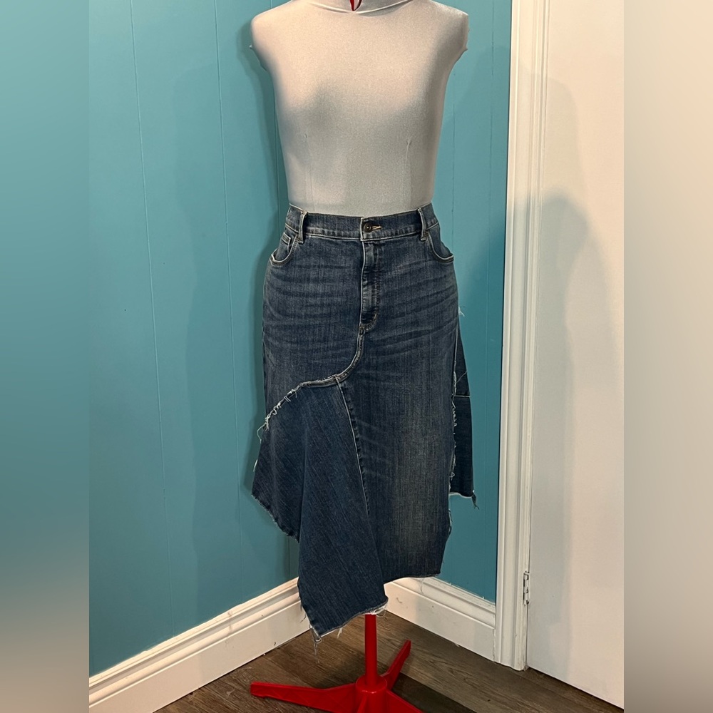Upcycled - Eddie Bauer Asymmetrical Blue Denim Skirt